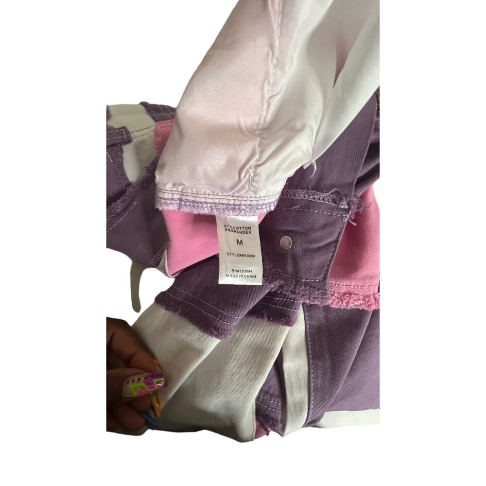 Mazik Flare Leg Bell bottom Jeans Distressed pink and purple Medium - Picture 10 of 11